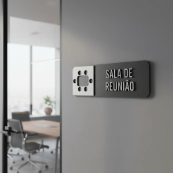 Placa de Sinalização Indicativa MDF 3D - Sala de Reunião